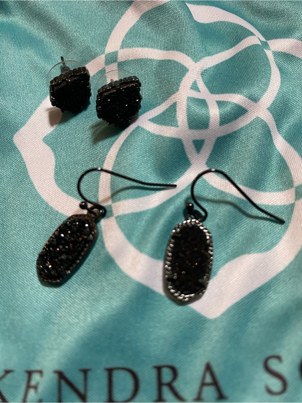 Kendra Scott Black Drusy Drop & Stud Set - Sparkling Black
